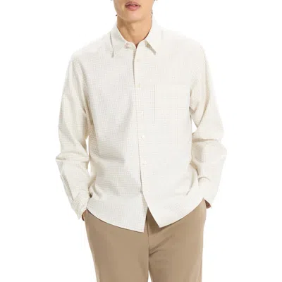 Theory Weekend Woods Check Cotton Button-up Shirt In Neutral