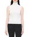 Theory Sleeveless Turtleneck Sweater In Ribbed Viscose In White