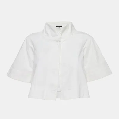 Pre-owned Theory White Cotton Gabardine Top Xs