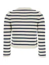 THEORY WHITE CREWNECK SRIPED CARDIGAN IN COTTON WOMAN