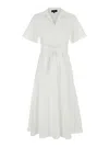 Theory White Dress With French Collar And Removable Waist Belt In White
