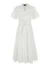 Theory White Dress With French Collar And Removable Waist Belt