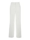 Theory White High Waisted Pants With Crinkled Effect In Linen And Viscose Stretch Blend Woman In White
