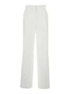 Theory White High Waisted Pants With Crinkled Effect In Linen And Viscose Stretch Blend Woman In White