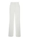Theory White High Waisted Pants With Crinkled Effect In Linen And Viscose Stretch Blend Woman In White