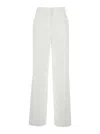 Theory White High Waisted Pants With Crinkled Effect In Linen And Viscose Stretch Blend Woman In White