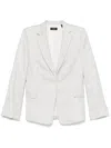 Theory B.mel Houndstooth Check Slim Fit Linen Blend Blazer In White