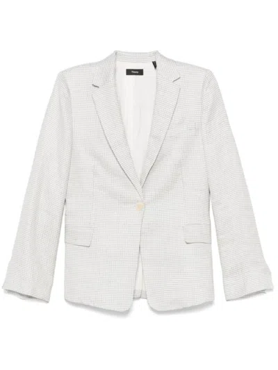 THEORY WHITE HOUNDSTOOTH BLAZER