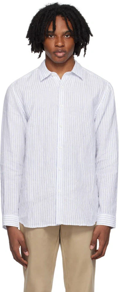 Theory White Irving Shirt In White/ocean