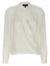 Theory White Blouse With Peak Revers And Crossover Neck In White