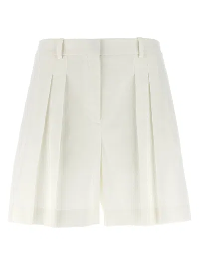 THEORY WHITE PLEATED BERMUDA SHORTS