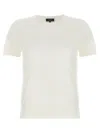 Theory Lightweight Crew Neck Ribbed Hem Top In White