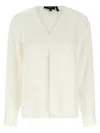 Theory Silk Blouse Shirt And Blouse White In White