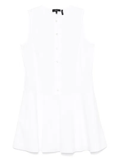 Theory Mini Dress With Crew Neck And Flared Skirt In White