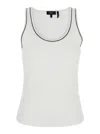 Theory White Sleeveless Top With Scoop Neck In Cotton Stretch Woman In Neutral