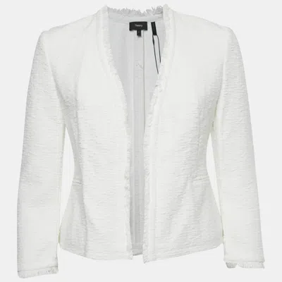 Pre-owned Theory White Spring Tweed Lindrayia R Jacket Xs