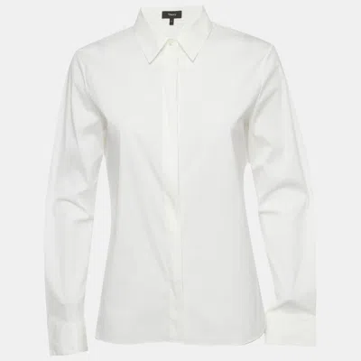 Pre-owned Theory White Stretch Cotton Classic Fitted Luxe Shirt M