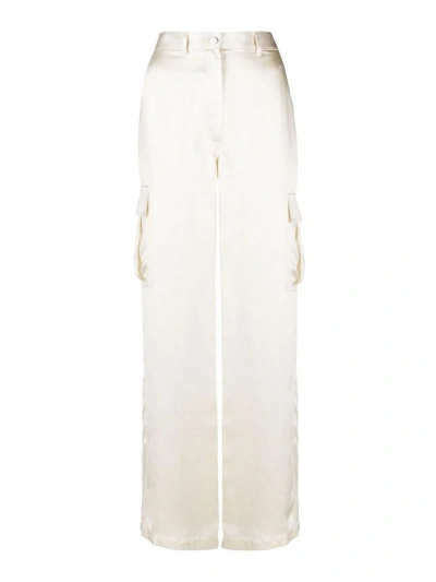 Theory Satin-finish Wide-leg Trousers In Neutrals