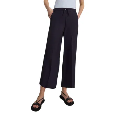 Theory Wide Crop Pant In Washed Twill In Navy In Blue