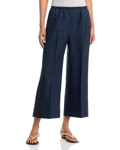 Theory Wide Crop Pull On Pants In City Twill In Blue