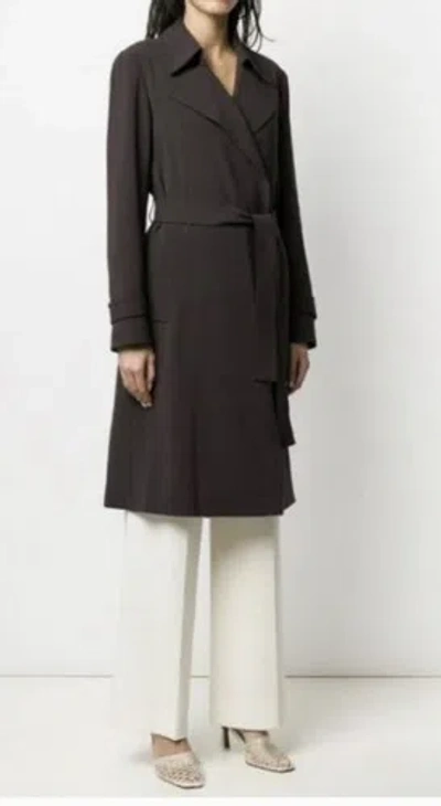 Pre-owned Theory Wide Lapel Trench Coat In Charcoal. Nwt. Size Xs(p). Retail- $645 In Gray