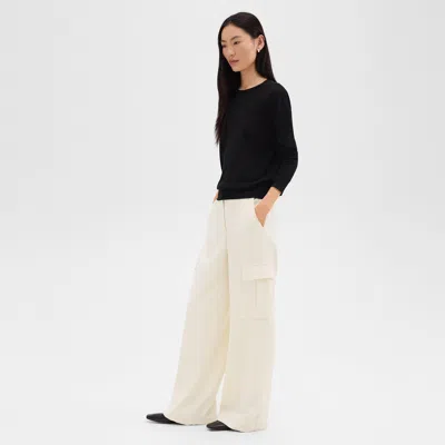 Theory Wide-leg Cargo Pant In Admiral Crepe In Rice