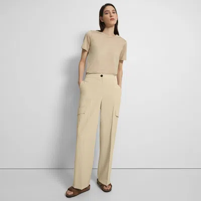 Theory Wide-leg Cargo Pant In Crisp Poly In Buff