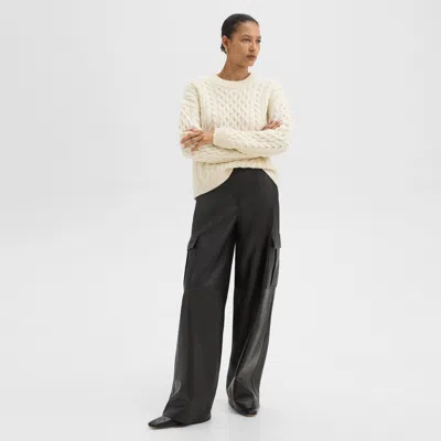 Theory Wide-leg Cargo Pant In Leather In Black