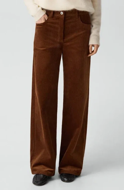 Theory Wide Leg Corduroy Pants In Brown