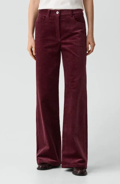 Theory Wide Leg Corduroy Pants In Burgundy