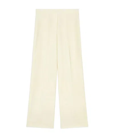 Theory Stripe Canvas High-rise Trousers In White