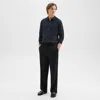 Theory Wide-leg Drawstring Pant In Stretch Flannel In Black