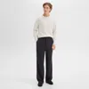 Theory Wide-leg Drawstring Pant In Wool-blend Flannel In Dark Navy