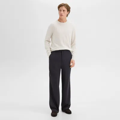 Theory Wide-leg Drawstring Pant In Wool-blend Flannel In Dark Navy