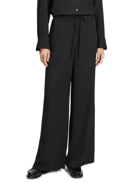 Theory Wide Leg Drawstring Pants In Black
