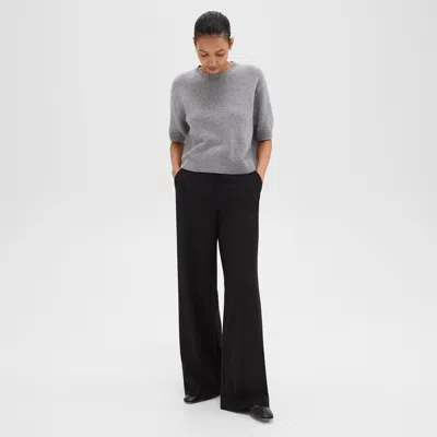 Theory Wide-leg Pant In Double-knit Jersey In Black
