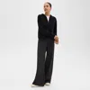 Theory Wide-leg Pant In Double-knit Jersey In Charcoal/black