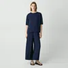 Theory Wide-leg Pant In Silk Georgette In Deep Navy