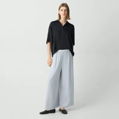 Theory Wide-leg Pant In Silk Georgette In Pearl Blue