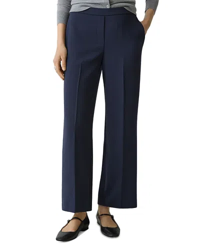 Theory Trace High Waist Straight Leg Stretch Wool Pants In Nocturne Navy