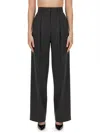 Theory Double Pleat Pant In Sleek Flannel In Grey