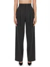 Theory Double Pleat Pant In Sleek Flannel In Grey