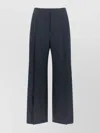 Theory Wide Leg Pleated Trousers And Pockets In Blue