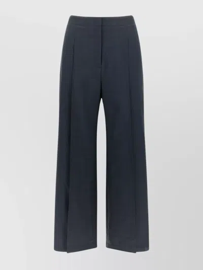 Theory Wide Leg Pleated Trousers And Pockets In Blue