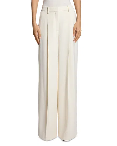Theory Wide Leg Pleated Trousers In White