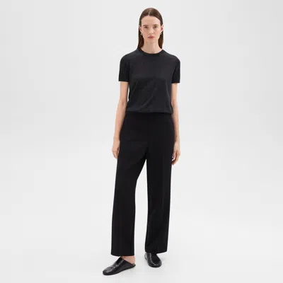 Theory Wide-leg Pull-on Pant In Admiral Crepe In Black