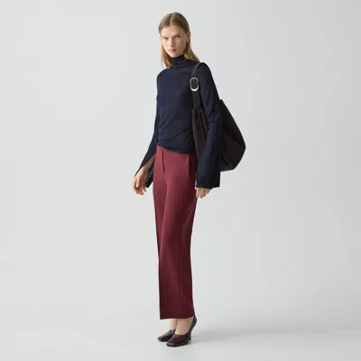 Theory Wide-leg Pull-on Pant In Admiral Crepe In Burgundy