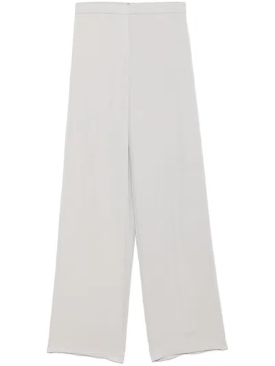 Theory Wide-leg Trousers In Light Grey Silk
