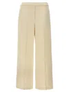 Theory Wide Pull On Trousers With Front Pleats In C Rice