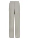 Theory Metallic Pants With Rear Elastic Waist And Wide Leg In Silk Woman In Gray